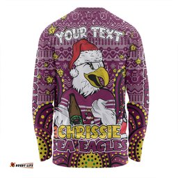 Amazing Aussie Manly Warringah Sea Eagles Christmas Custom Christmas Knit Patterns Vintage Jersey Ugly Long Sleeve T-shirt