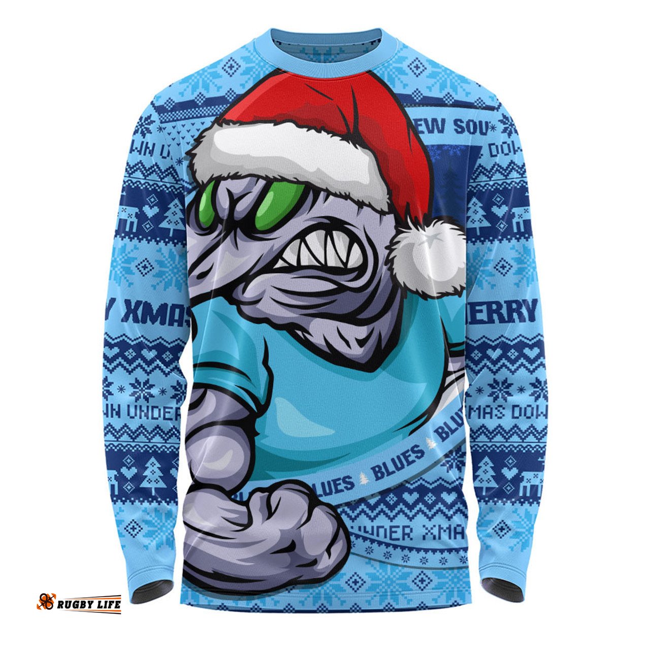 Amazing Aussie New South Wales Blues Ugly Knit Style For Christmas Game Fans Long Sleeve T-shirt