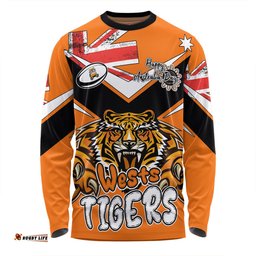 Amazing Aussie Wests Tigers Happy Australia Day We Are One And Free V2 Long Sleeve T-shirt