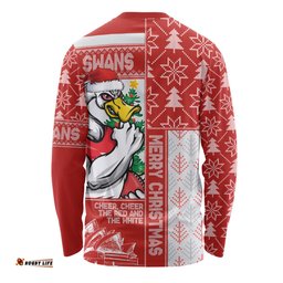 Amazing Aussie Sydney Swans Merry Christmas Knit Style Festive Spirit Long Sleeve T-shirt