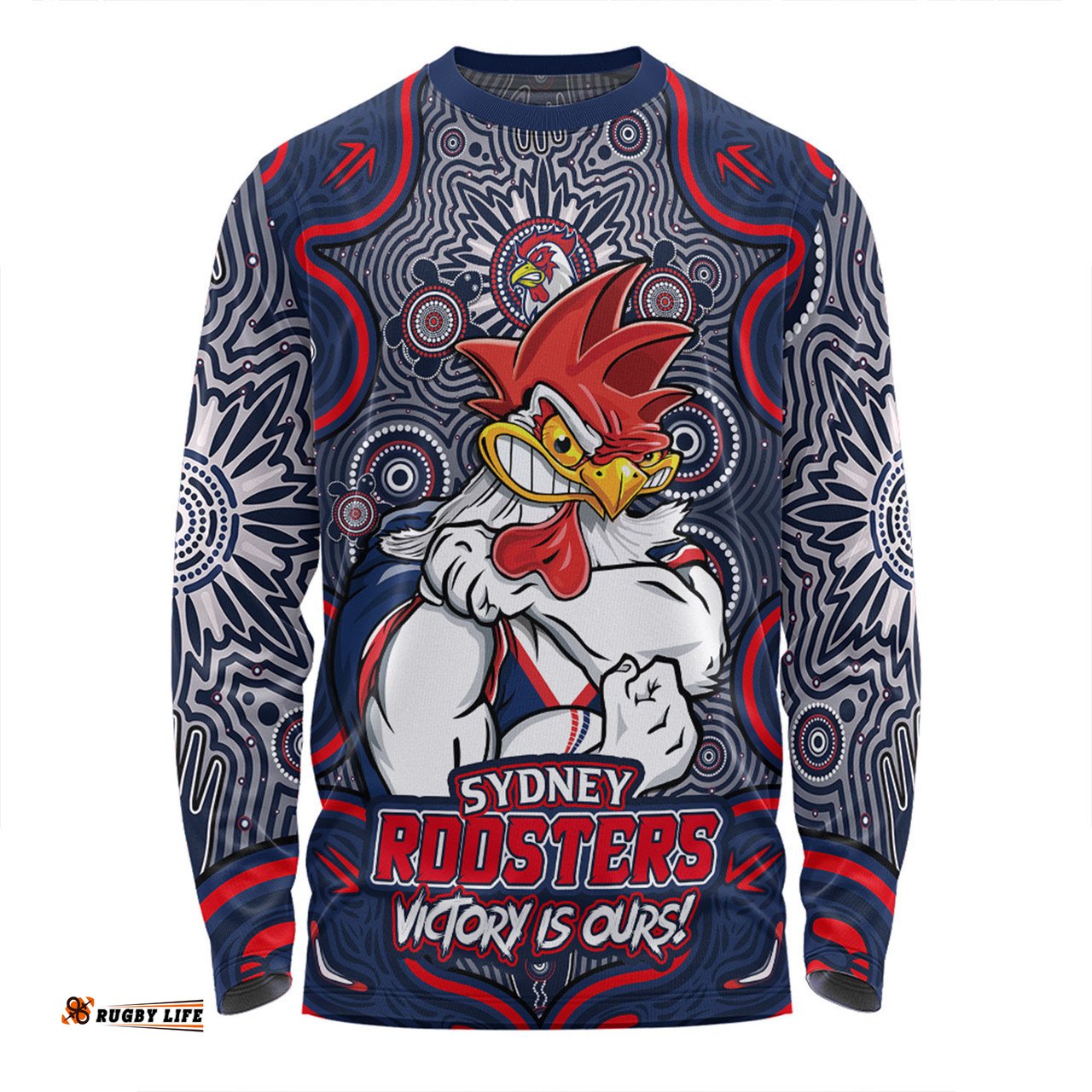 Amazing Aussie Sydney Roosters Aboriginal Pattern Inspired Victory Is Ours Long Sleeve T-shirt