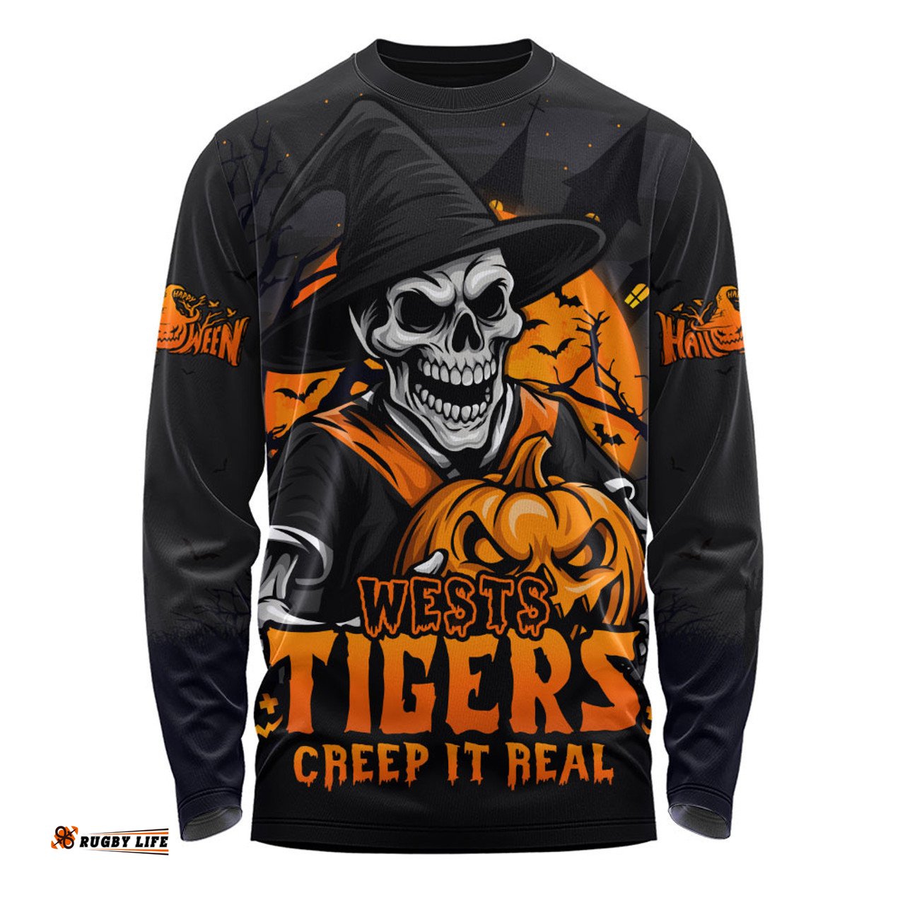 Amazing Aussie Wests Tigers Dark Moon Rugby Halloween Battle Edition Long Sleeve T-shirt