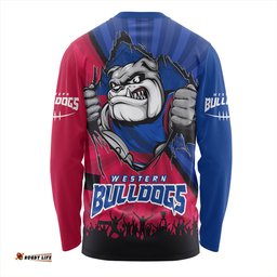 Amazing Aussie Western Bulldogs Breaking Through Fan Design Long Sleeve T-shirt