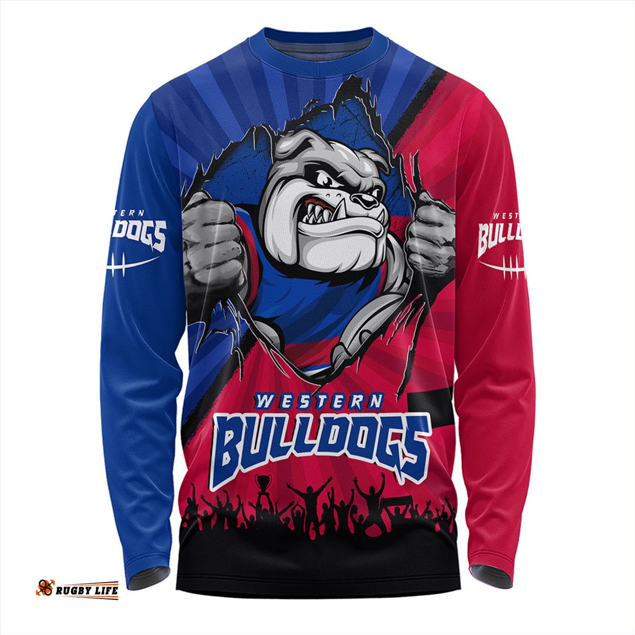 Amazing Aussie Western Bulldogs Breaking Through Fan Design Long Sleeve T-shirt