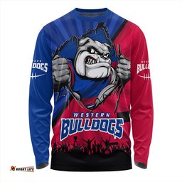 Amazing Aussie Western Bulldogs Breaking Through Fan Design Long Sleeve T-shirt