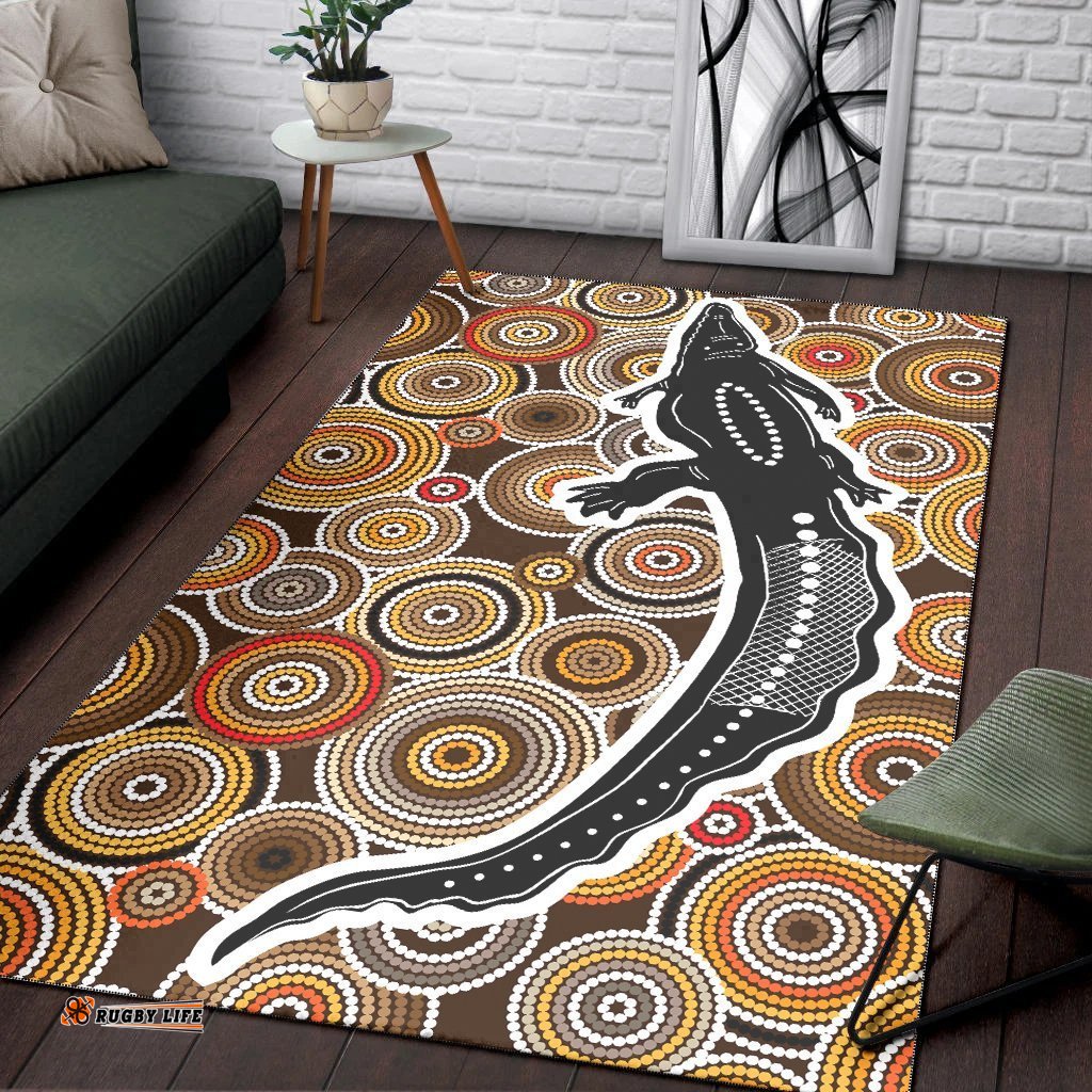 Rugby Life Rug - Aboriginal Area Rug, Aboriginal Crocodile - Rugby Life