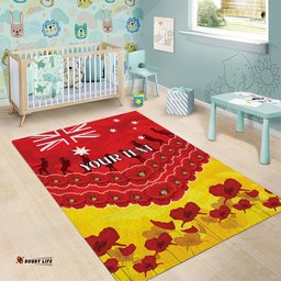 Custom Sun Football Area Rug ANZAC Lest We Forget