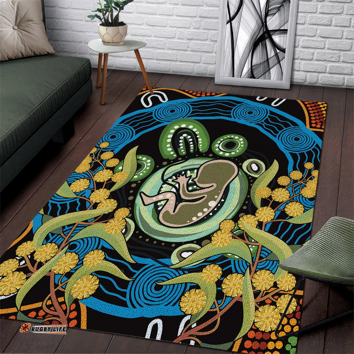 Baby in the Womb Area Rug Aboriginal Art Style