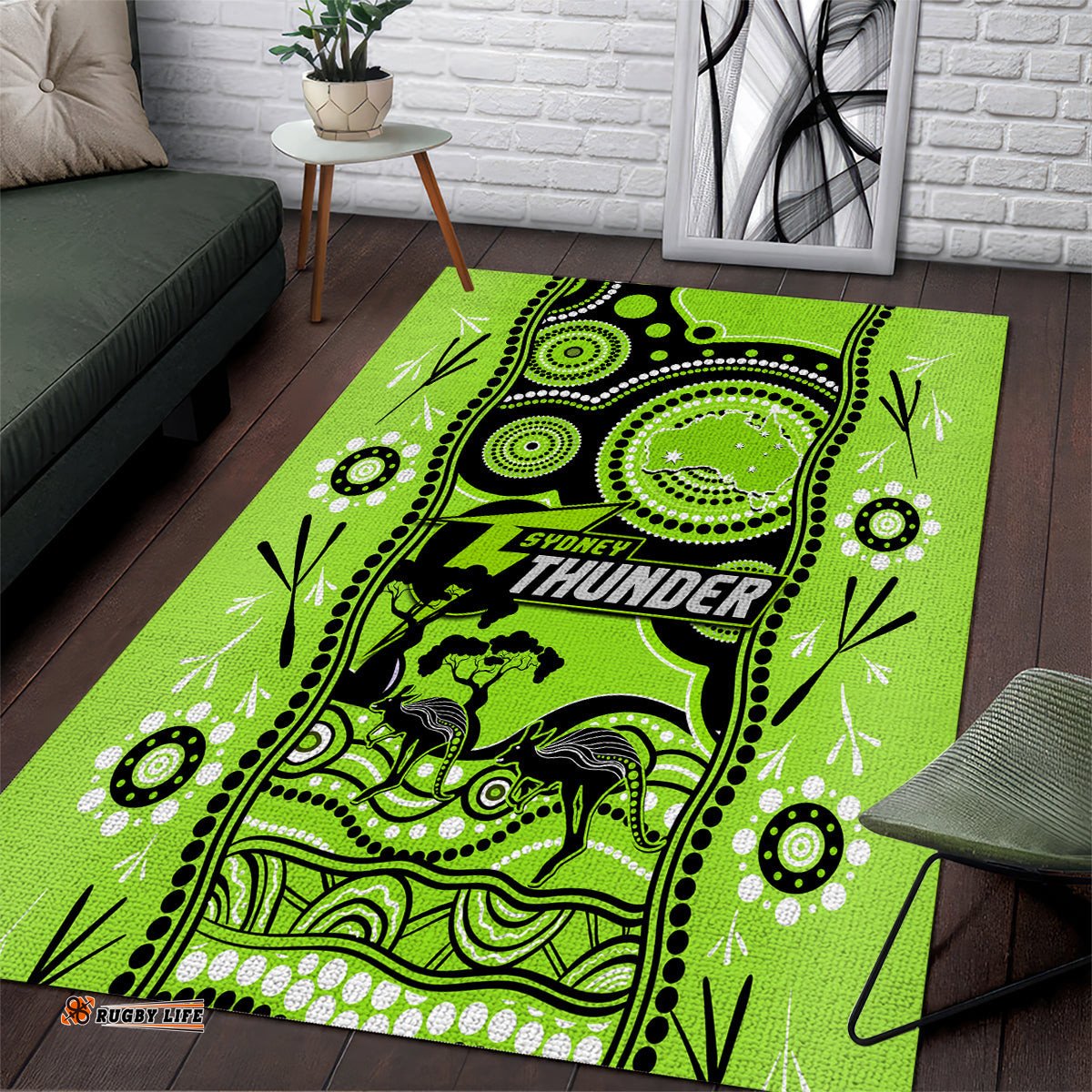 Sydney Thunder Cricket Area Rug Happy Australia Day Aboriginal Art
