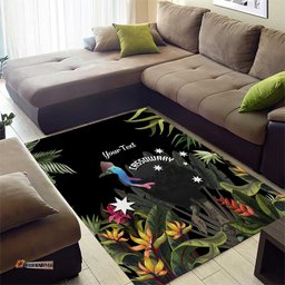 Personalised Australia Cassowary Area Rug Dinosaur Bird Rainforest Vibes