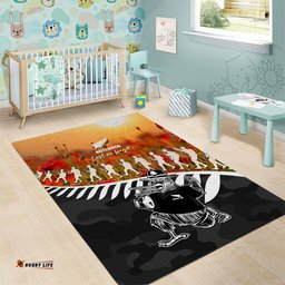 New Zealand ANZAC Rugby Area Rug Soldier Fern With Kiwi Bird