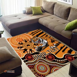 Personalised Wests Tigers NAIDOC Week 2024 Area Rug Aboriginal Fire Burning Sparks