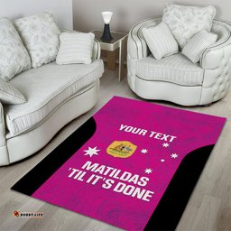 Custom Australia Soccer Area Rug Matildas Go Champions Pink
