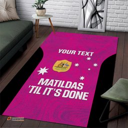 Custom Australia Soccer Area Rug Matildas Go Champions Pink