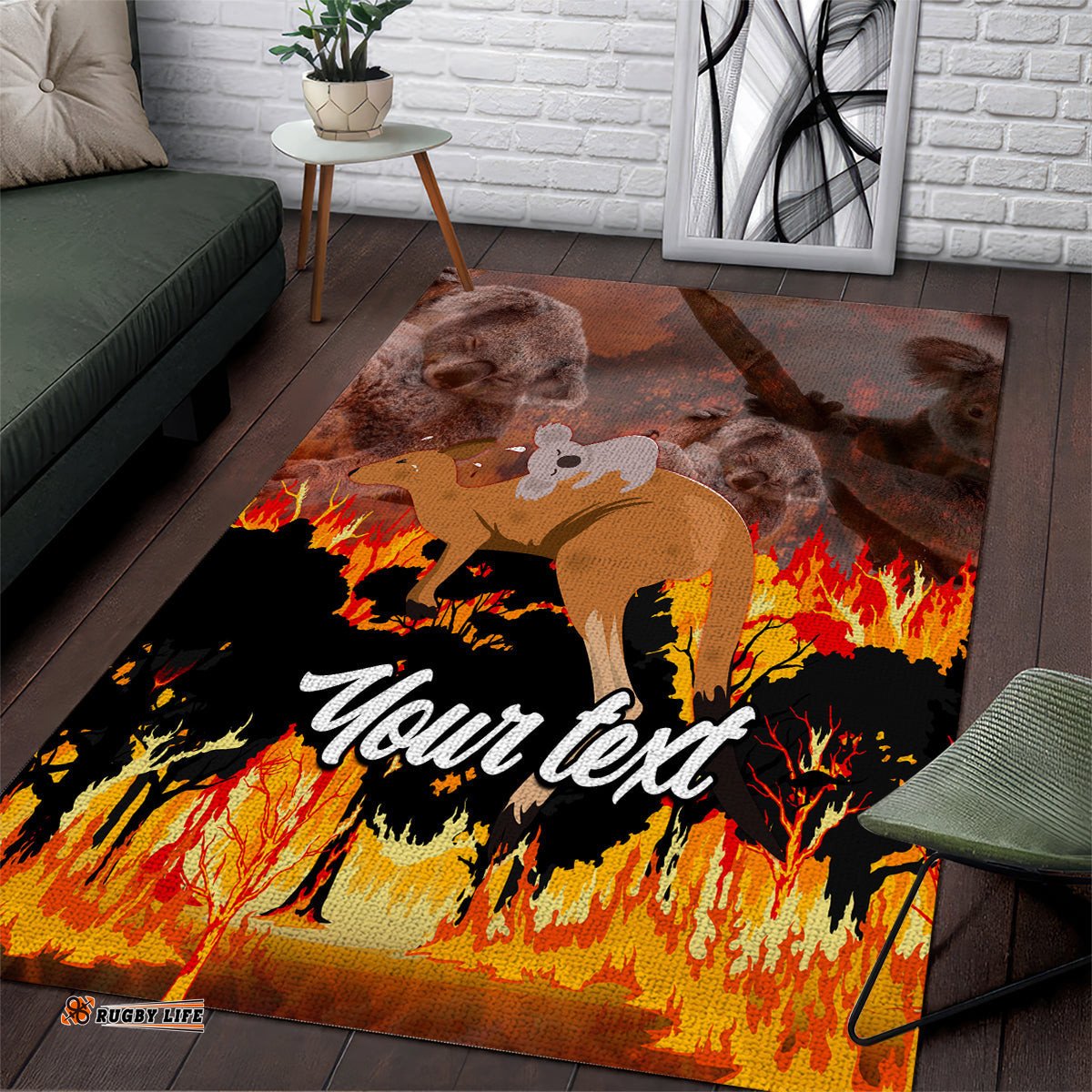 Personalised Save Wildlife Australia Area Rug Bushfire Awareness