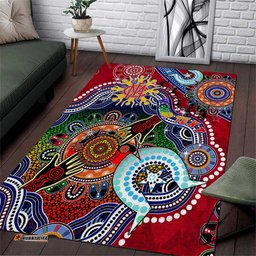 Custom NAIDOC Week 2024 Melbourne Demons Area Rug Australia Aboriginal Dot Painting