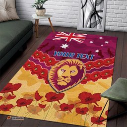 Custom Brisbane Lions Football Area Rug ANZAC Lest We Forget