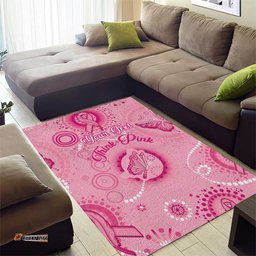 Personalised Australia Indigenous Area Rug Breast Cancer Ribbon Think Pink Pink Version