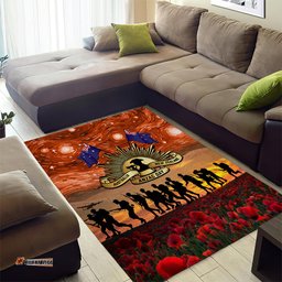 The Rising Sun Badge ANZAC Area Rug Last Post Field of Poppy Starry Night Style
