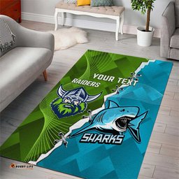 Personalised Sharks And Raiders Rugby Area Rug Sporty Style
