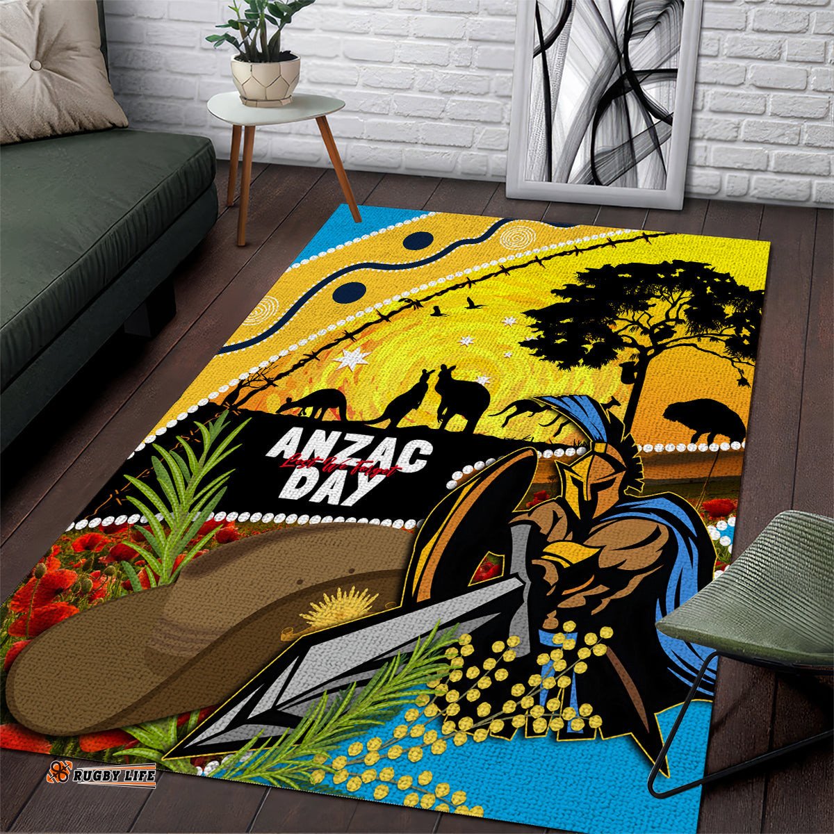 Titans Rugby ANZAC Day Area Rug GLD Mascot Rosemary Starry Night