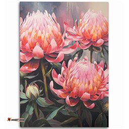 Australia Waratah Area Rug - Waratah Oil Painting Abstract Ver3 Area Rug