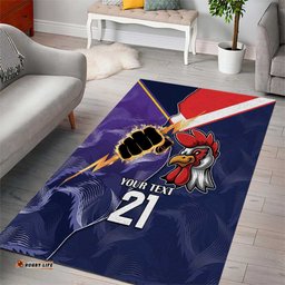 NRL Storm Rooster Mascot Custom Area Rug Cracked Metal Style