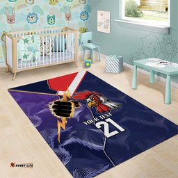 NRL Storm Rooster Mascot Custom Area Rug Cracked Metal Style