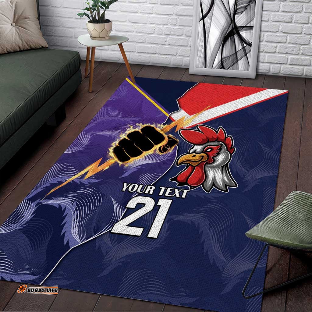NRL Storm Rooster Mascot Custom Area Rug Cracked Metal Style