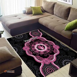 Personalised Australia Breast Cancer Area Rug Brave Strong Aboriginal Art