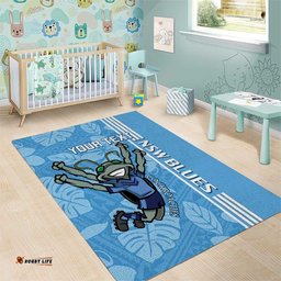 Custom NSW Blues Rugby Area Rug Cockroaches Polynesian Pattern Tropical Vibes