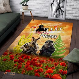 Australia And New Zealand ANZAC Day Area Rug Kangaroo And Kiwi Bird Soldiers Lest We Forget