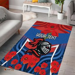 Custom Knights Rugby ANZAC Area Rug Novocastrians Gallipoli Soldier With Aboriginal Art