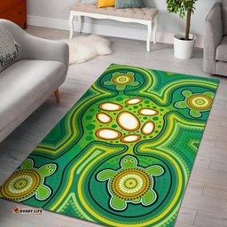 Australia Aboriginal Inspired Area Rug - Aboriginal Inspired dot art painting with indigenous turtle
