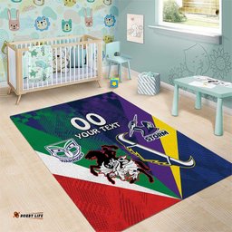 Custom Dragons Cowboys Combine Storm Warriors Area Rug Sport Style Version 02