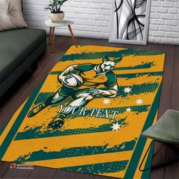 Custom Australia Rugby Area Rug Wallabies Mascots Indigenous Aboriginal Version