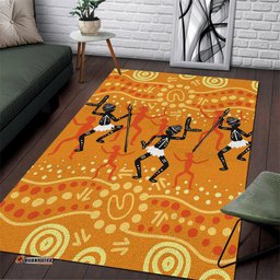 Aboriginal People Dancing Dot Styles Area Rug