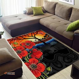 ANZAC Day Australia Poppy Flower Area Rug Aboriginal Style