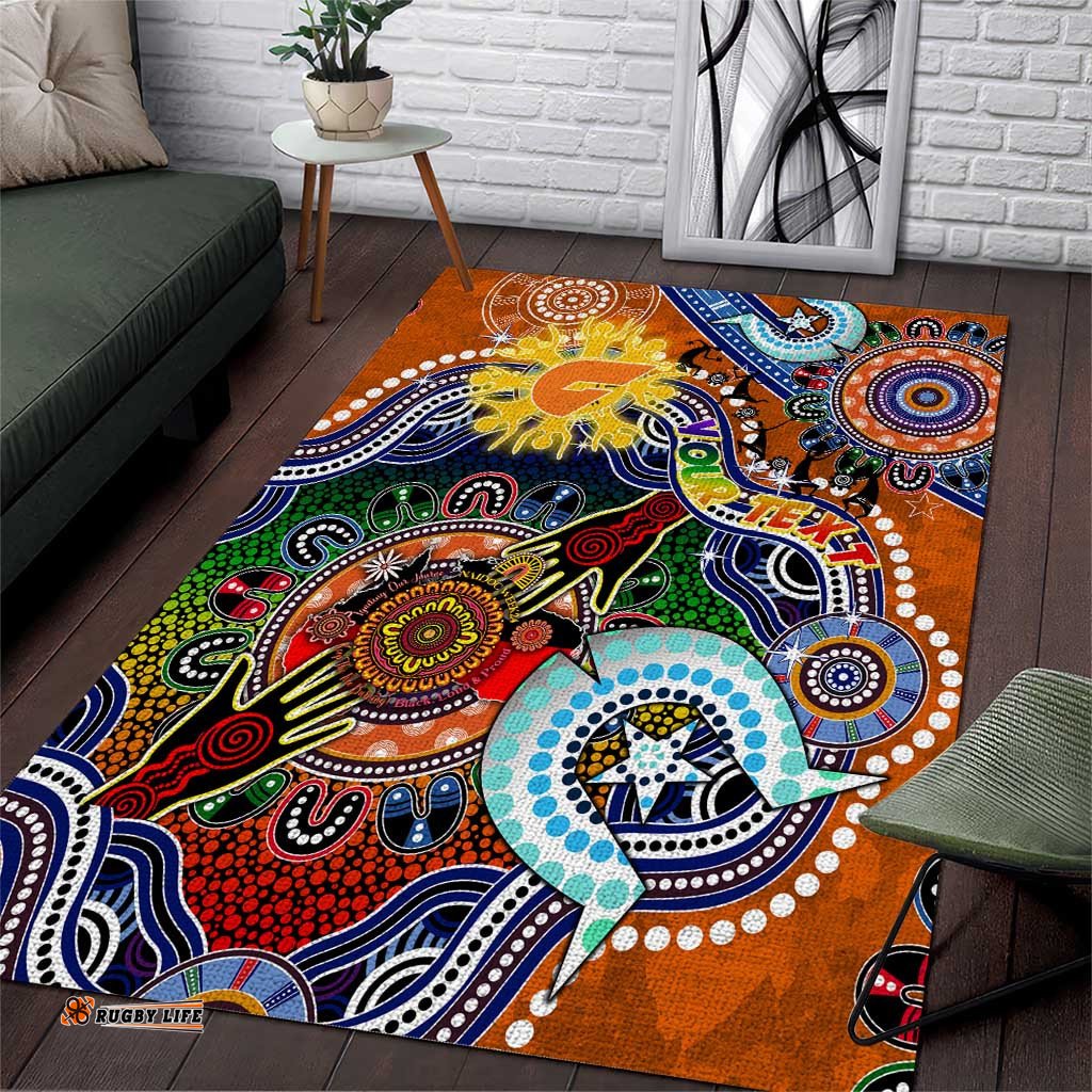 Custom NAIDOC Week 2024 GWS Giants Area Rug Australia Aboriginal Dot Painting
