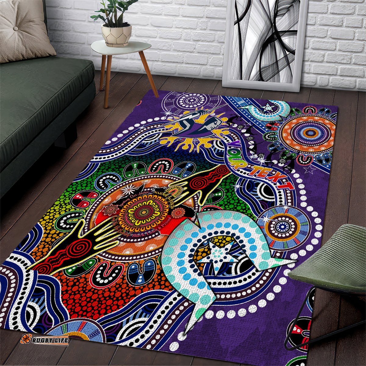 Personalised Storm NAIDOC Week 2024 Area Rug Australia Aboriginal Dot Painting
