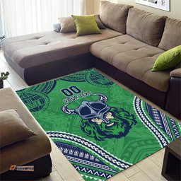 Raiders Rugby Custom Area Rug With Polynesian Style
