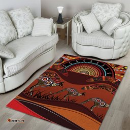 Bomerang and Kangaroo Aboriginal Art Area Rug