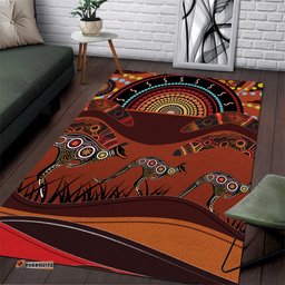 Bomerang and Kangaroo Aboriginal Art Area Rug