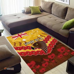 Custom Hawks Football Area Rug ANZAC Lest We Forget
