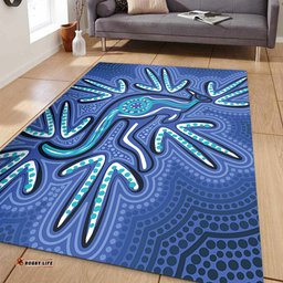Amazing Aussie Australia Aboriginal Blue Aboriginal Style Of Dot Kangaroo Artwork Area Rug