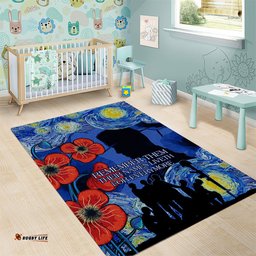 Remember Them ANZAC day Area Rug Soldier In Starry Night Oil Paint Style