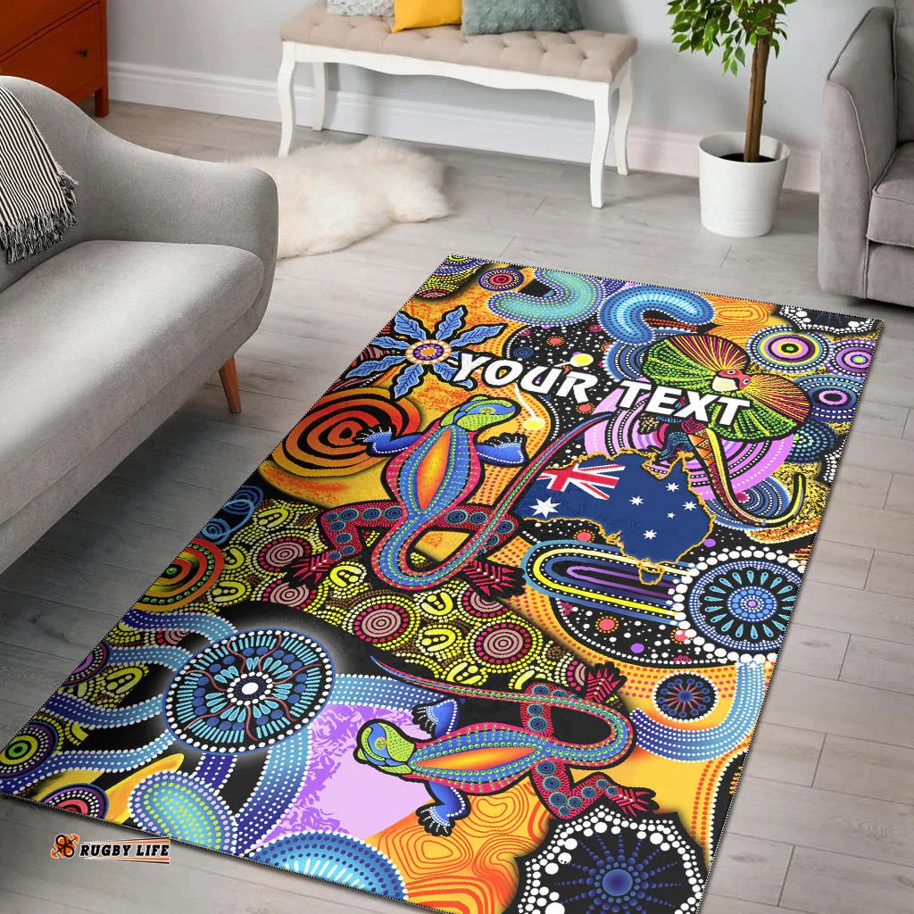 Custom Personalised Australia Area Rug Indigenous Animal Artsy