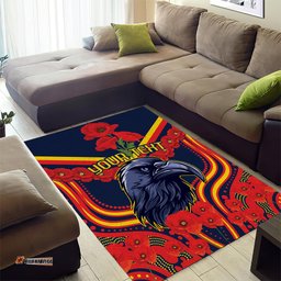 Custom Crows Football ANZAC Area Rug Poppy Soldier With Aboriginal Dots Art