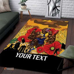 Custom Eagles Football ANZAC Area Rug Gallipoli Camouflage With Poppies