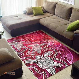 Amazing Aussie Australia Aboriginal Inspired Sea Turtle With Indigenous Patterns (Pink) Area Rug